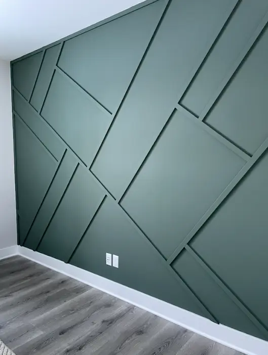 Green geometric accent wall